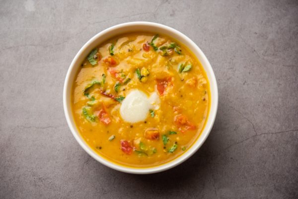 Indian food Yellow Dal desi ghee fry, served in a bowl