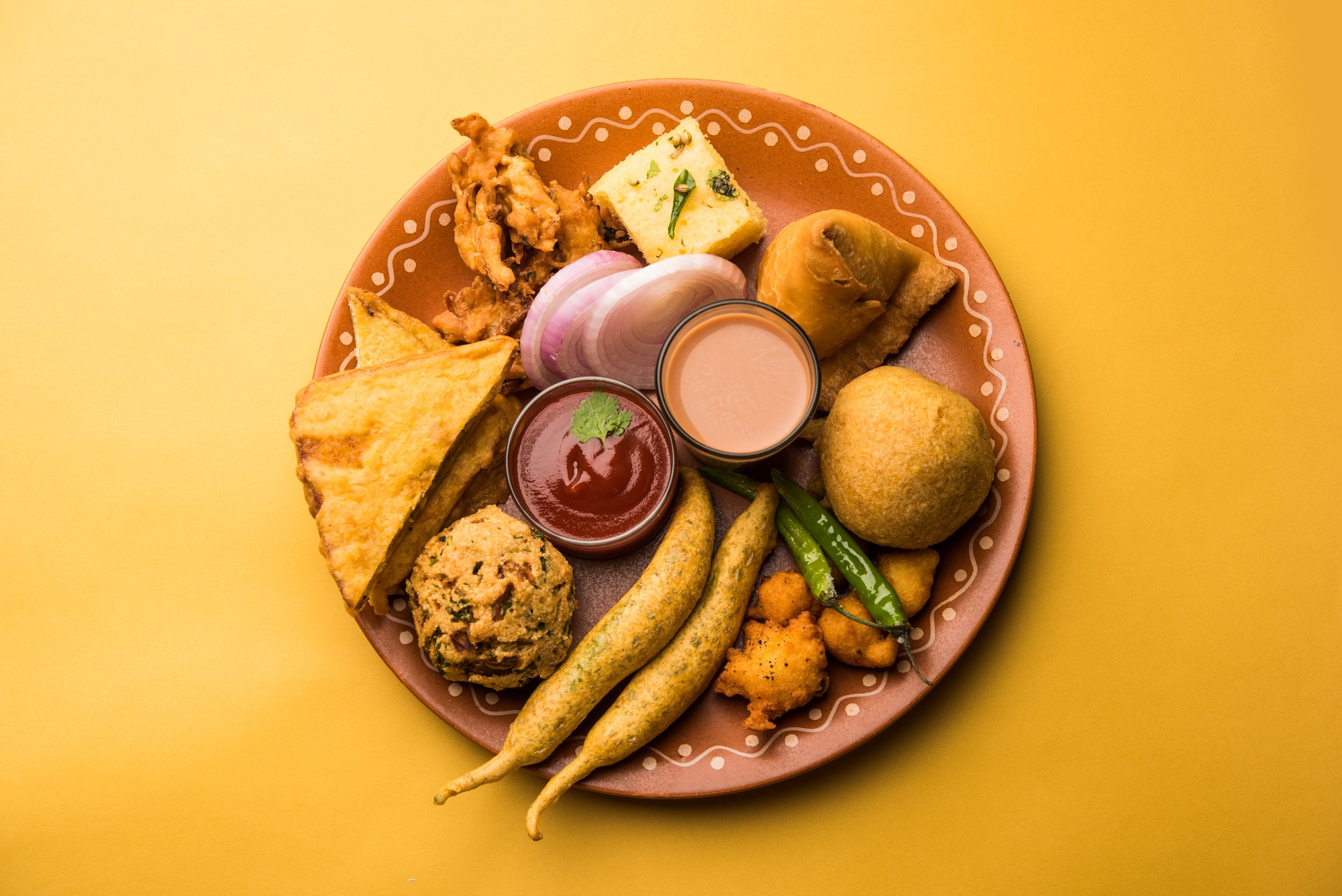 Indian Tea time snacks in group