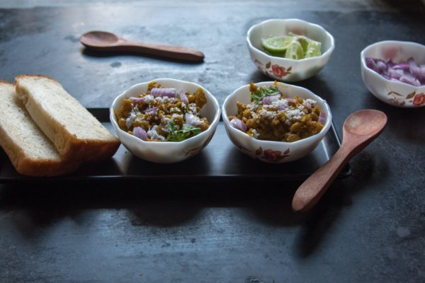 Yellow peas masala in a bowl